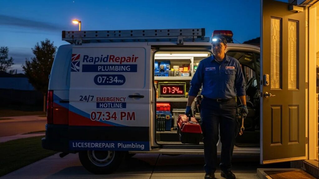 Emergency plumber arriving quickly to assist with plumbing issues